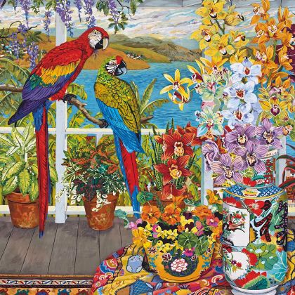 Cherry Pazzi Пъзел 1000 ел   Parrots on the Veranda