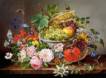 Пъзел 2000 ел. C-200658-2 Still Life with Flowers and Fruit Basket