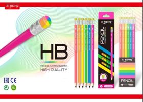 Графитен молив с многоцветна гумичка YL211332 - 12бр/кут.
